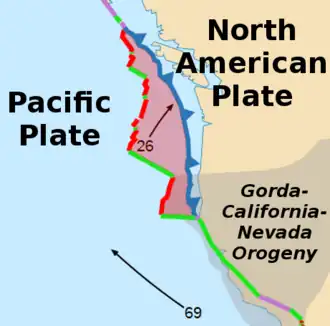 Map of the Juan de Fuca plate