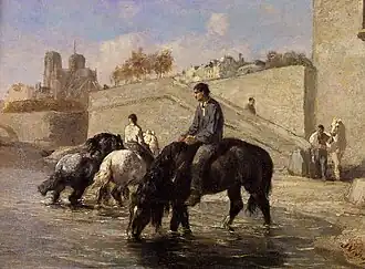 Horses Being Watered in the Seine
