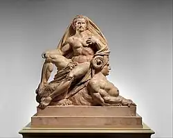 Jupiter and the Sphinx; 1868; tinted plaster; 116.8&nbsp;cm ×&nbsp;112.1&nbsp;cm ×&nbsp;60.3&nbsp;cm (3&nbsp;ft 10&nbsp;in ×&nbsp;3&nbsp;ft 8+1⁄4&nbsp;in ×&nbsp;1&nbsp;ft 11+3⁄4&nbsp;in); Metropolitan Museum of Art