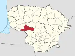 Location of Jurbarkas District Municipality within Lithuania
