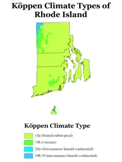 Image 2Köppen climate types of Rhode Island, using 1991–2020 climate normals (from Rhode Island)