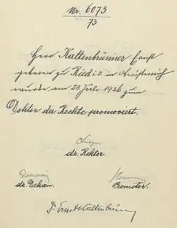 "Handwritten German text of approximately thirty words on a beige-coloured page"