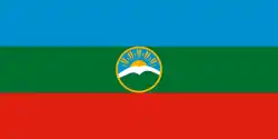 Alternative flag of Karachay-Cherkessia with a blue field behind the sun.