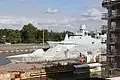 HSwMS Karlstad next to HDMS Peter Willemoes in 2014.