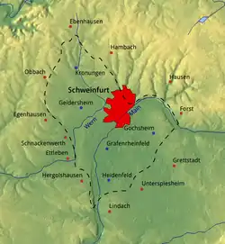 ... and on the northeastern edge of the Schweinfurt Basin.