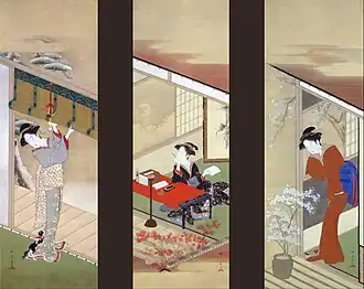 Women in Seasons of Snow, Moon and Flower by Katsukawa Shunshō, Important Cultural Property