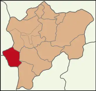 Map showing Yeşilhisar District in Kayseri Province