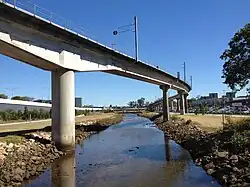 Airtrain line viaduct over the Kedron Brook