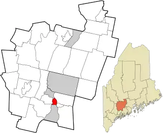Location in Kennebec County and the state of Maine
