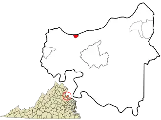 Location in King George County and the state of Virginia