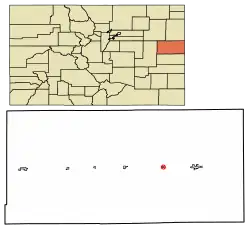 Location within Kit Carson County and Colorado.