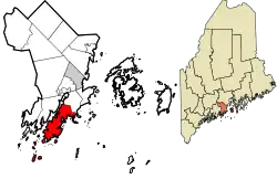 Location in Knox County and the state of Maine