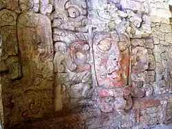 mask with cochineal red pigment