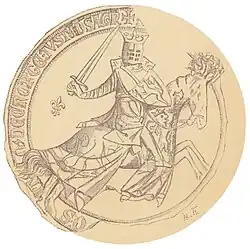 The reverse from another version of Haakon's seal as King, in known use 1300–02.