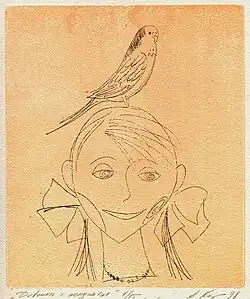 Girl with a parrot. 1998