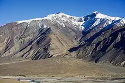 Zanskar - Stod confluence near Padum. Road from Nimmu lower left, to Padum lower right.