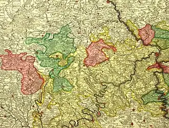 County of Manderscheid (green) on a map from c. 1720