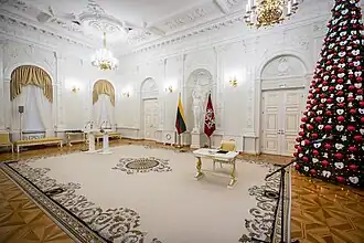 The White Hall of the Palace (the main representative hall where guests are welcomed and events are held)