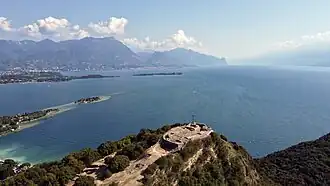 View of the Rocca di Manerba del Garda and the Island of Rabbits
