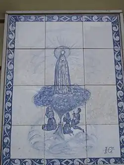 Luso-American Azulejos depicts an image of Our Lady of Fátima, in The Ironbound, Newark, United States