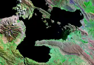 Satellite view of a southern basin of Lake Titicaca