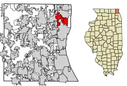 Location of Beach Park in Lake County, Illinois.