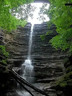 Image 25A view of Lake Falls in Matthiessen State Park in La Salle County near Oglesby. The park's stream begins with the Lake Falls and flows into the Vermillion River. Photo credit: Cspayer (from Portal:Illinois/Selected picture)