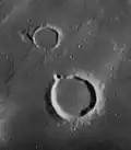 Lunar Orbiter 4 image of Lansberg C (larger, bottom) and Lansberg G (top)