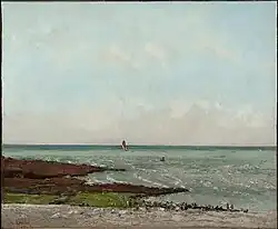 Laundresses at Low Tide, Étretat (1866 or 1869), oil on canvas, 21 3/8 × 25 7/8 in. (54.3 × 65.7&nbsp;cm), Clark Art Institute