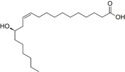 Stereo, skeletal formula of lesquerolic acid (Z,R)