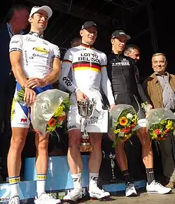 The final podium: Tom Van Asbroeck, André Greipel and Danny van Poppel