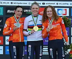 Elite Women's podium at the 2025 UCI Cyclo-cross World Championships