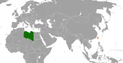 Map indicating locations of Libya and Taiwan