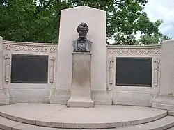 Flanking the image of Lincoln at the Gettysburg Address memorial
