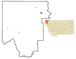 Location of Fortine, Montana