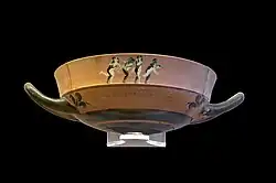 Lip cup, with the main painting just below the lip; the stem and foot are lost in this example.