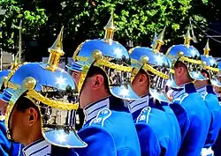 The Life Squadron with its silver-plated helmets and blue uniforms.