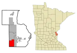 Location of the city of Wyoming within Chisago County, Minnesota