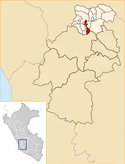 Location of Pampas in the Tayacaja province