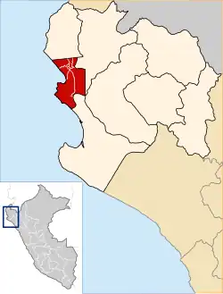 Location of Paita in the Piura Region