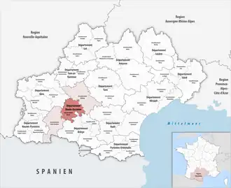 Location within the region Occitanie