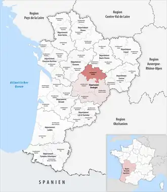 Location within the region Nouvelle-Aquitaine