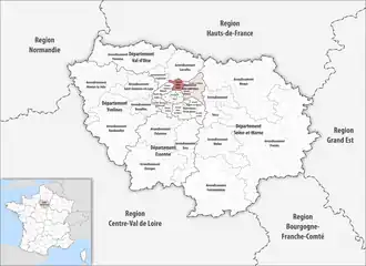 Location within the region Île-de-France
