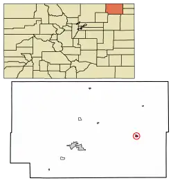 Location of the Town of Fleming in Logan County, Colorado.