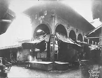 Part of the Loggia del Mercato Vecchio, Florence, just prior to its demolition in the 1880s