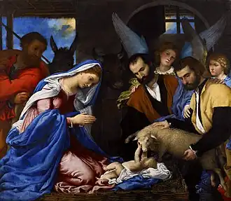 Adoration of the Shepherds by Lorenzo Lotto. c. 1534