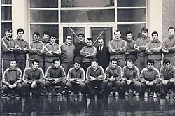 Gruia (back row, fifth from the right) with the 1970 World Championship-winning Romanian team