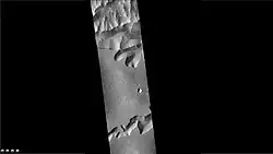 Wide view with CTX image of part of the Louros Valles