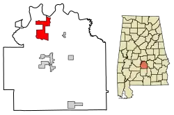 Location of White Hall in Lowndes County, Alabama.