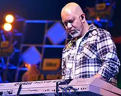 Loy Mendonsa performing with Shankar–Ehsaan–Loy trio at Idea Rocks India concert at NICE Grounds in Bangalore, India. (photo - Jim Ankan Deka)